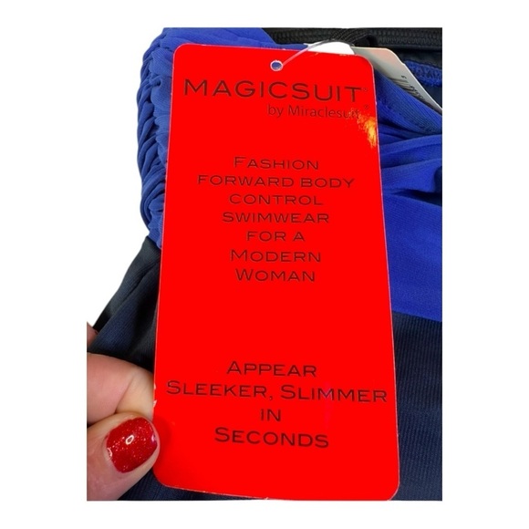 MagicSuit Tummy Control Halter Cinched Waist Colorblock Twilight Blue Size 8 - Picture 10 of 16